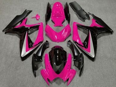 Suzuki GSXR 600 / GSXR 750 Motorrad Verkleidung 2006-2007 - Rosa Silber Glanzendes Schwarz OEM Stil