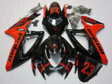 Suzuki GSXR 600 / GSXR 750 Motorrad Verkleidung 2006-2007 - Rot Glanzendes Schwarz Jordan 23