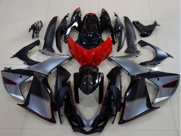 Suzuki GSXR 600 / GSXR 750 Motorrad Verkleidung 2011-2024 - Grau Rot Glanzendes Schwarz