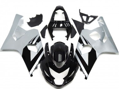 Suzuki GSXR 600 / GSXR 750 Motorrad Verkleidung 2004-2005 - Weiss Glanzendes Schwarz OEM Stil