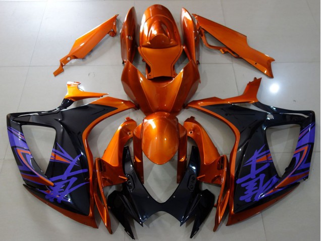 Suzuki GSXR 600 / GSXR 750 Motorrad Verkleidung 2006-2007 - Orange Glanzendes Schwarz Blau