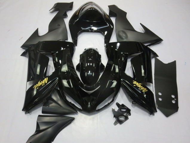 Kawasaki ZX10R Motorrad Verkleidung 2006-2007 - Glanzendes Schwarz Matt Schwarz und Gold
