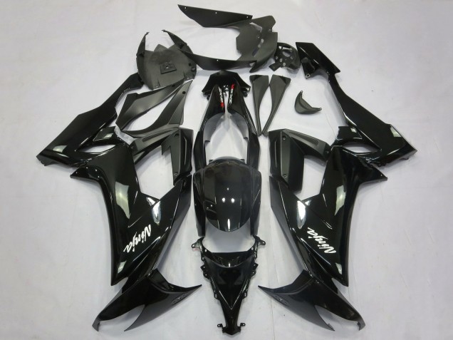 Kawasaki ZX10R Motorrad Verkleidung 2008-2010 - Glanzendes Schwarz Matt Schwarz Weiss Aufkleber