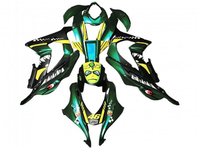 Kawasaki ZX10R Motorrad Verkleidung 2016-2020 - Wald Grun Gelb Hai 46
