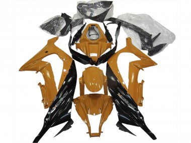 Kawasaki ZX10R Motorrad Verkleidung 2011-2015 - Dunkel Orange Glanzendes Schwarz