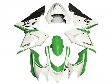 Kawasaki ZX10R Motorrad Verkleidung 2004-2005 - Glanzendes Weiss Grun