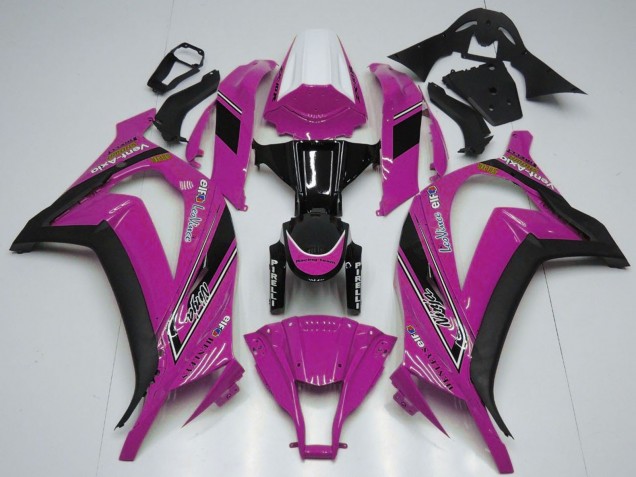 Kawasaki ZX10R Motorrad Verkleidung 2011-2015 - Weiss Rosa Glanzendes Schwarz OEM Stil