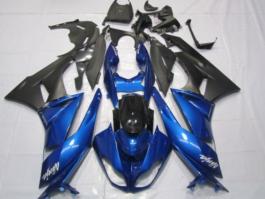 Kawasaki ZX6R Motorrad Verkleidung 2009-2012 - Blau Glanzendes Schwarz Matt Schwarz Weiss Ninja