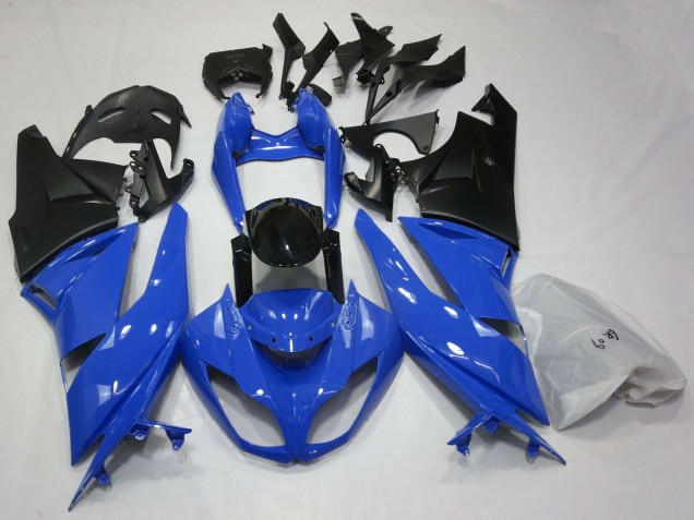 Kawasaki ZX6R Motorrad Verkleidung 2009-2012 - Blau Glanzendes Schwarz Matt Schwarz