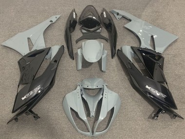 Kawasaki ZX6R Motorrad Verkleidung 2009-2012 - Grau Glanzendes Schwarz