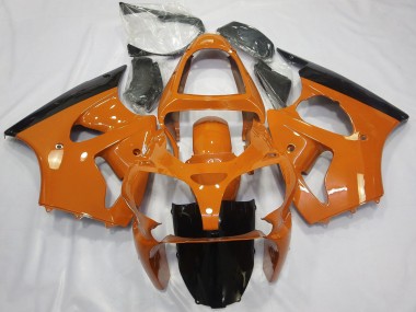 Kawasaki ZX6R Motorrad Verkleidung 2000-2002 - Orange Glanzendes Schwarz