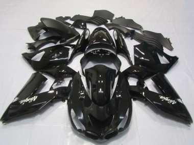 Kawasaki ZX14R Motorrad Verkleidung 2006-2011 - Glanzendes Schwarz Weiss Ninja