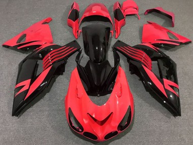 Kawasaki ZX14R Motorrad Verkleidung 2006-2011 - Rot Glanzendes Schwarz