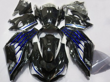 Kawasaki ZX14R Motorrad Verkleidung 2012-2024 - Glanzendes Schwarz Blau