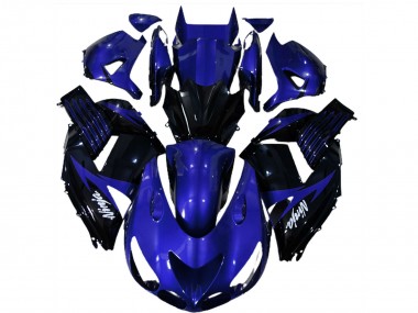Kawasaki ZX14R Motorrad Verkleidung 2006-2011 - Blau Glanzendes Schwarz Weiss Ninja