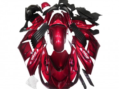 Kawasaki ZX14R Motorrad Verkleidung 2006-2011 - Rot Schwarz Flamme Weiss Ninja