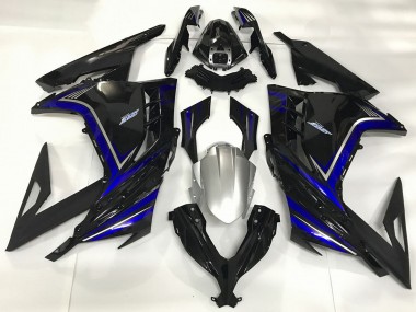 Kawasaki Ninja 300 Motorrad Verkleidung 2013-2024 - Glanzendes Schwarz Blau