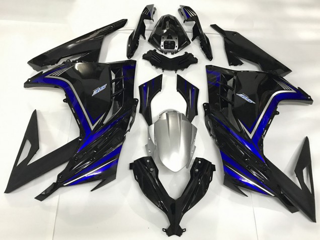 Kawasaki Ninja 300 Motorrad Verkleidung 2013-2024 - Glanzendes Schwarz Blau