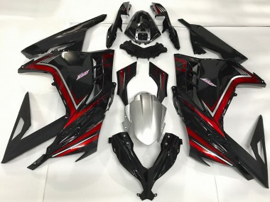Kawasaki Ninja 300 Motorrad Verkleidung 2013-2024 - Glanzendes Schwarz Rot