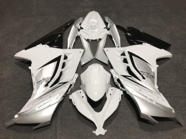 Kawasaki Ninja 300 Motorrad Verkleidung 2013-2024 - Glanzendes Weiss Silber Schwarz