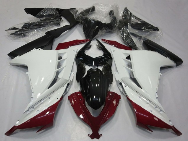 Kawasaki Ninja 300 Motorrad Verkleidung 2013-2024 - Weiss Kastanienbraun Rot Schwarz