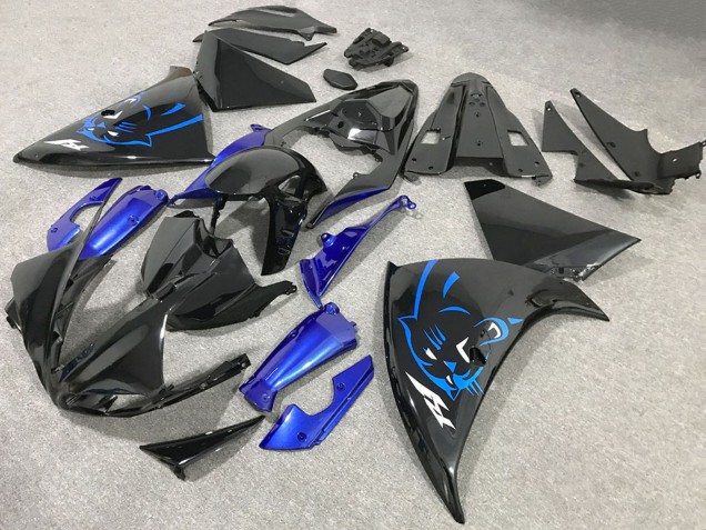 Yamaha R1 Motorrad Verkleidung 2009-2011 - Glanzendes Schwarz Blau Panther