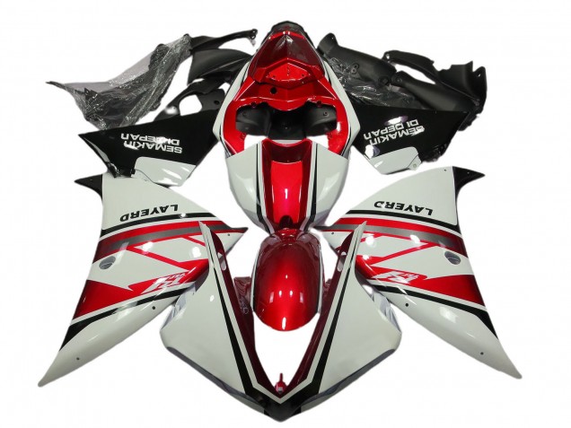 Yamaha R1 Motorrad Verkleidung 2012-2014 - Weiss Rot Schwarz Layerd Semakin Didepan