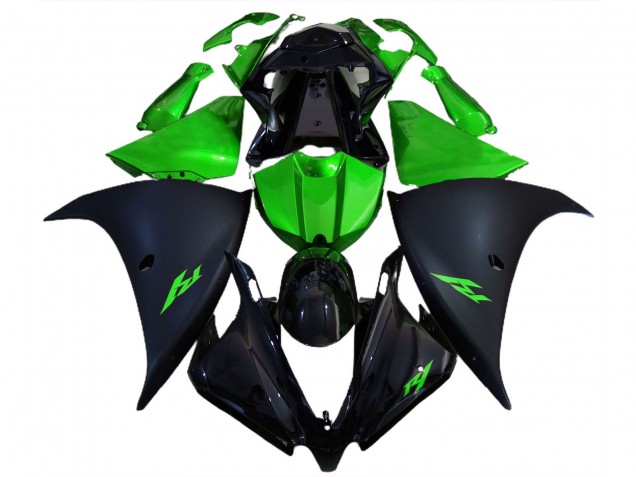 Yamaha R1 Motorrad Verkleidung 2012-2014 - Glanzendes Schwarz Matt Schwarz Grun