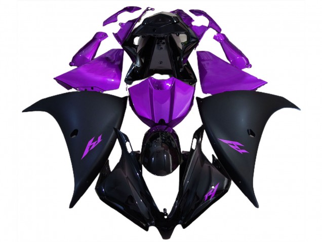 Yamaha R1 Motorrad Verkleidung 2012-2014 - Glanzendes Schwarz Matt Schwarz Lila