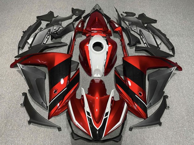 Yamaha R3 Motorrad Verkleidung 2015-2018 - Rot Weiss Glanzendes Schwarz