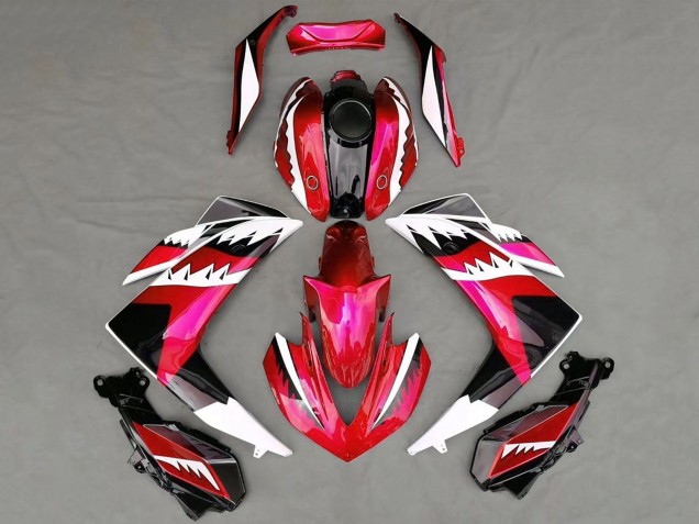 Yamaha R3 Motorrad Verkleidung 2015-2018 - Rot Weiss Schwarz Hai