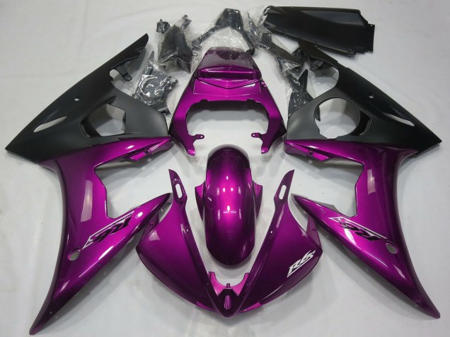 Yamaha R6 Motorrad Verkleidung 2005 - Dunkel Rosa Matt Schwarz