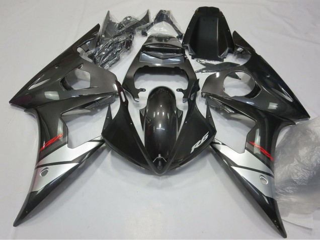 Yamaha R6 Motorrad Verkleidung 2005 - Glanzendes Schwarz Silber