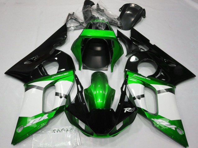 Yamaha R6 Motorrad Verkleidung 1998-2002 - Grun Weiss Glanzendes Schwarz