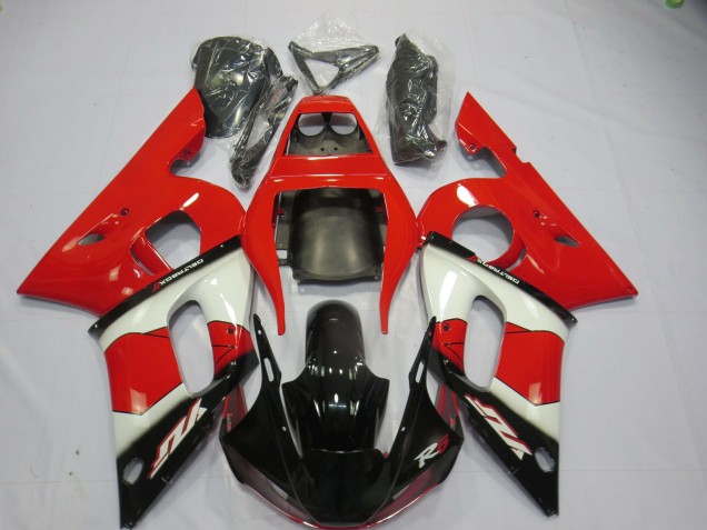 Yamaha R6 Motorrad Verkleidung 1998-2002 - Rot Weiss Glanzendes Schwarz