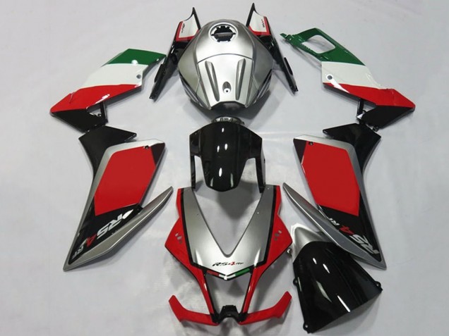 Aprilia RS4 125 Motorrad Verkleidung 2012-2018 - Silber Rot Glanzendes Schwarz