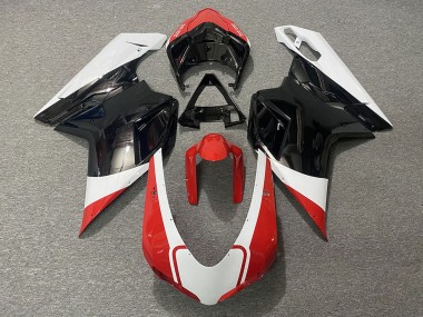 Ducati 848 1098 1198 Motorrad Verkleidung 2007-2014 - Weiss Rot Glanzendes Schwarz