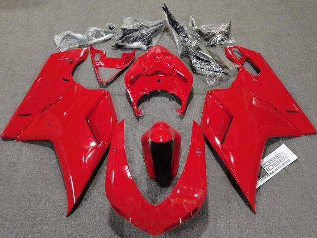 Ducati 848 1098 1198 Motorrad Verkleidung 2007-2014 - Glanzendes Rot Schlichtes