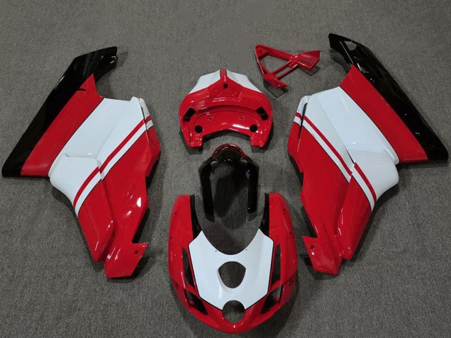 Ducati 749 999 Motorrad Verkleidung 2003-2004 - Weiss Rot Glanzendes Schwarz