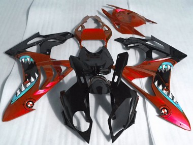 BMW S1000RR Motorrad Verkleidung 2017-2018 - Rot Glanzendes Schwarz Hai