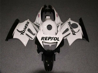 Honda CBR600 F3 Motorrad Verkleidung 1997-1998 - Weiss Glanzendes Schwarz Repsol