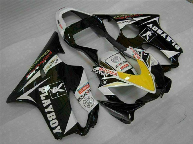 Honda CBR600 F4i Motorrad Verkleidung 2001-2003 - Weiss Gelb Glanzendes Schwarz Playboy