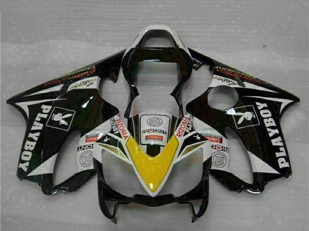 Honda CBR600 F4i Motorrad Verkleidung 2001-2003 - Weiss Gelb Glanzendes Schwarz Playboy
