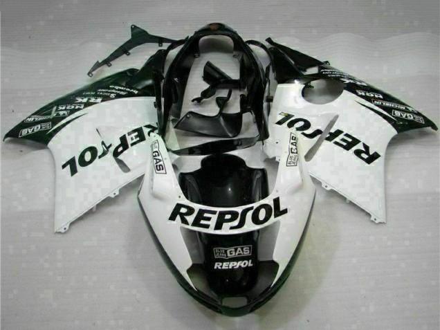 Honda CBR1100XX Blackbird Motorrad Verkleidung 1996-2007 - Weiss Glanzendes Schwarz Repsol