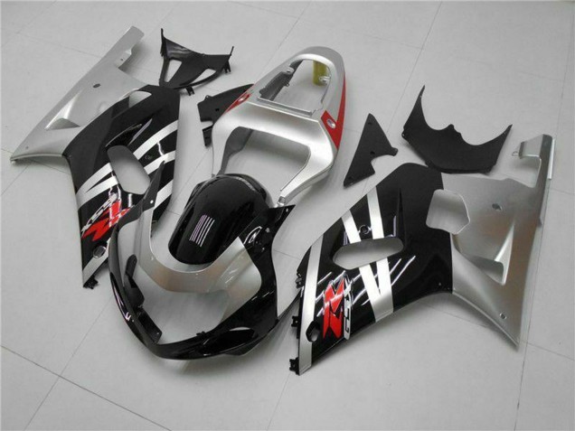 Suzuki GSXR 600/750 Motorrad Verkleidung 2001-2003 - Silber Glanzendes Schwarz Rot