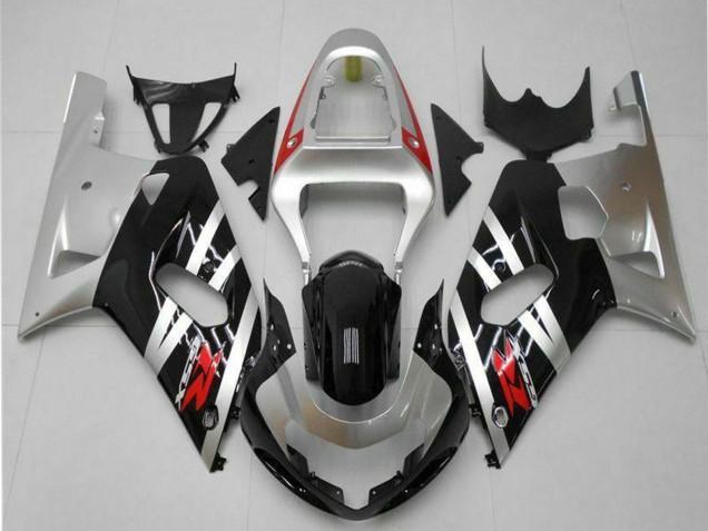 Suzuki GSXR 600/750 Motorrad Verkleidung 2001-2003 - Silber Glanzendes Schwarz Rot