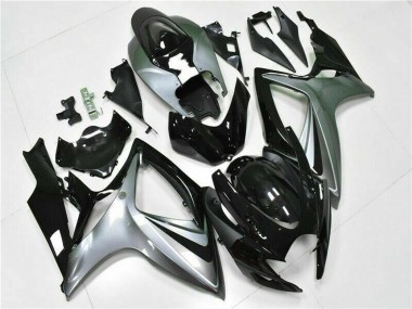 Suzuki GSXR 600/750 Motorrad Verkleidung 2006-2007 - Silber Glanzendes Schwarz