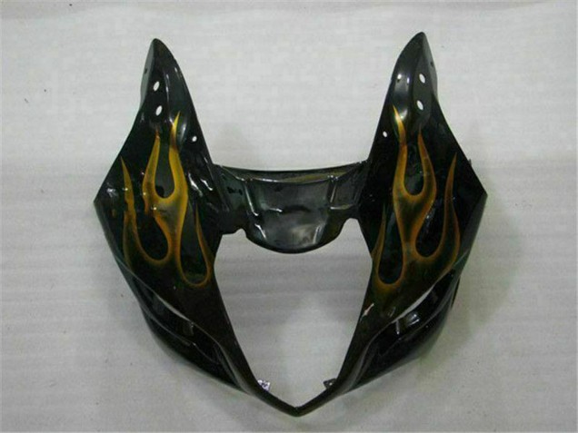 Suzuki GSXR 1000 Motorrad Verkleidung 2003-2004 - Glanzendes Schwarz Gold Flamme