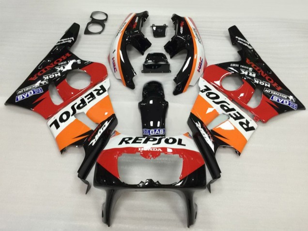 Honda CBR400RR NC23 Motorrad Verkleidung 1987-1989 - Orange Weiss Rot Glanzendes Schwarz Repsol HRC