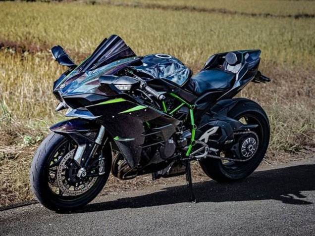 Kawasaki Ninja H2 Motorrad Verkleidung 2015-2022 - Schwarz Blau Chamaleon Grun